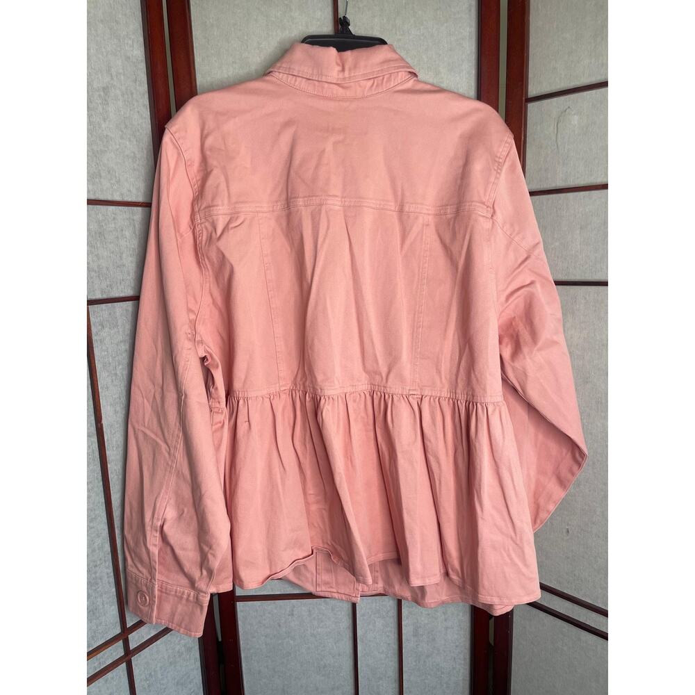 TORRID 3X New Pink Peplum Button Front Utility Shacket Jacket Pockets NWT - Picture 4 of 8